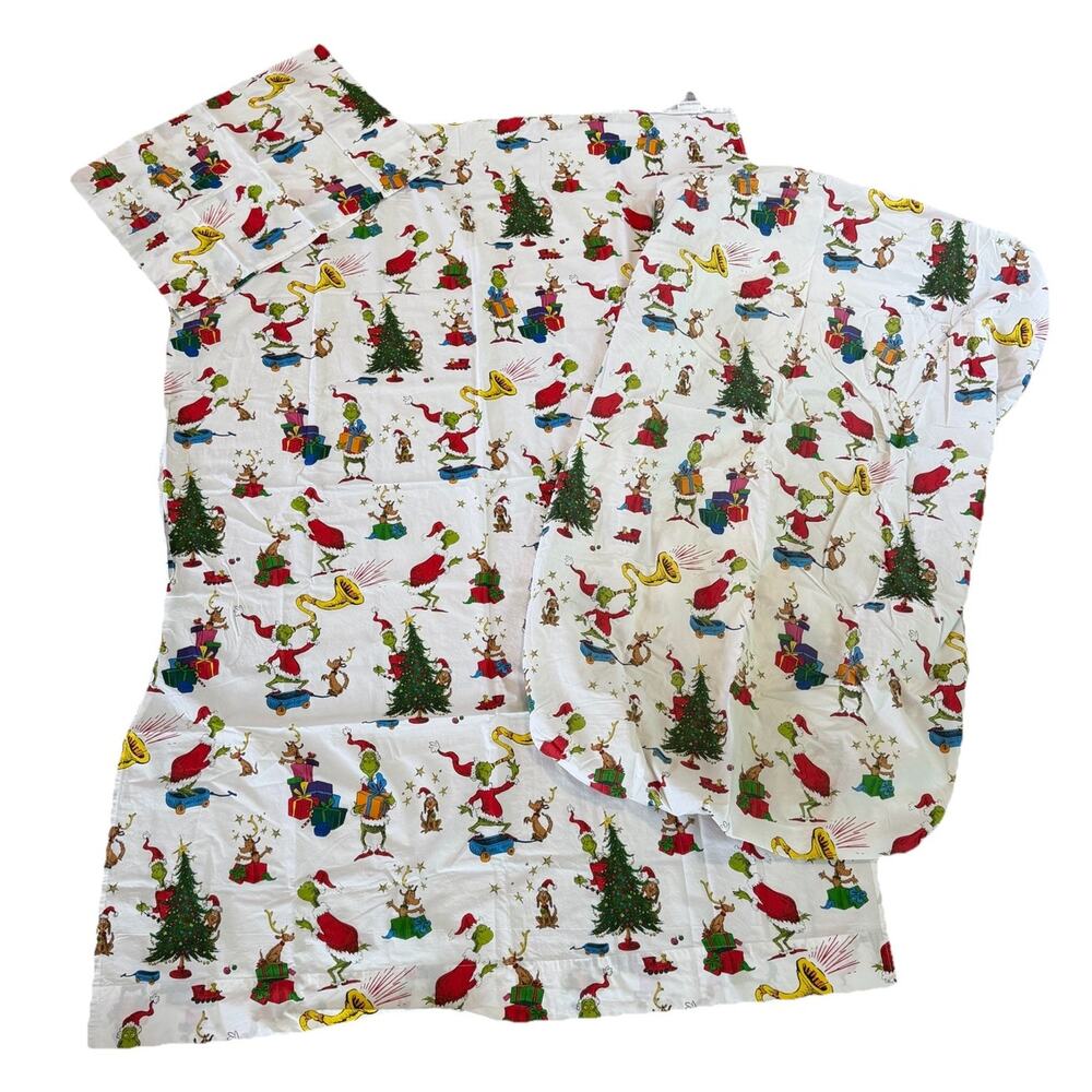 Pottery Barn Kids Dr Seuss The Grinch Christmas Holiday 3 Pc Toddler Sheet Set